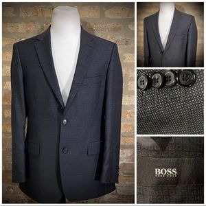 40R Hugo Boss Tesse Biella Virgin Wool Gray Blazer Sport Coat Jacket